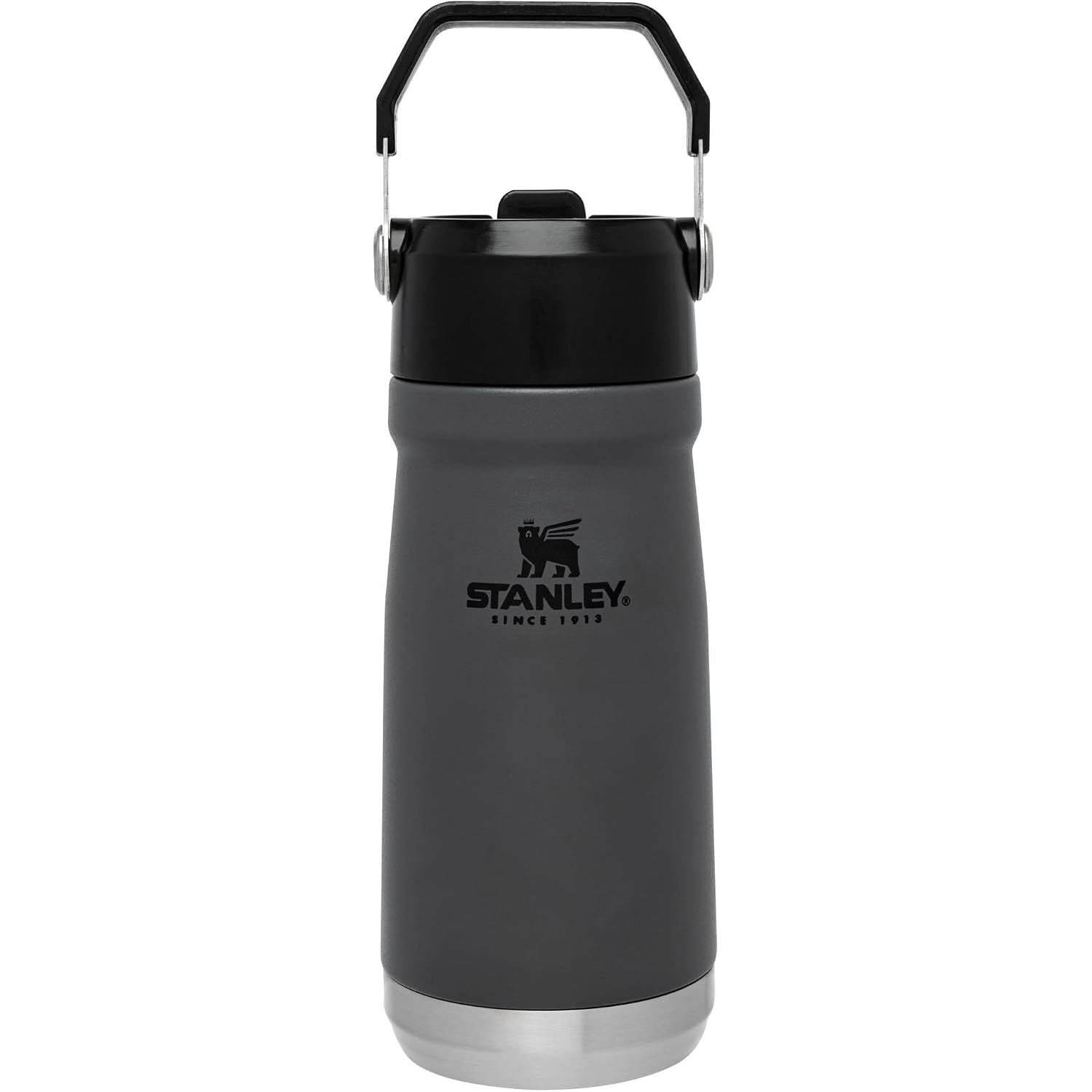 Stanley IceFlow Flip Straw Water Bottle 17 oz | Built-In Straw for Travel and Sports | Lightweight and Leak Resistant | Insulated Stainless Steel | BPA-Free | Charcoal