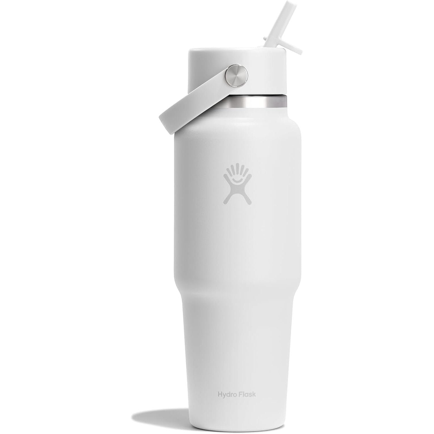 Hydro Flask Travel Water Bottle - Insulated Stainless Steel - Wide Straw Lid, Non Spill, Leakproof in 32 Oz Tonal White Hydro Flask