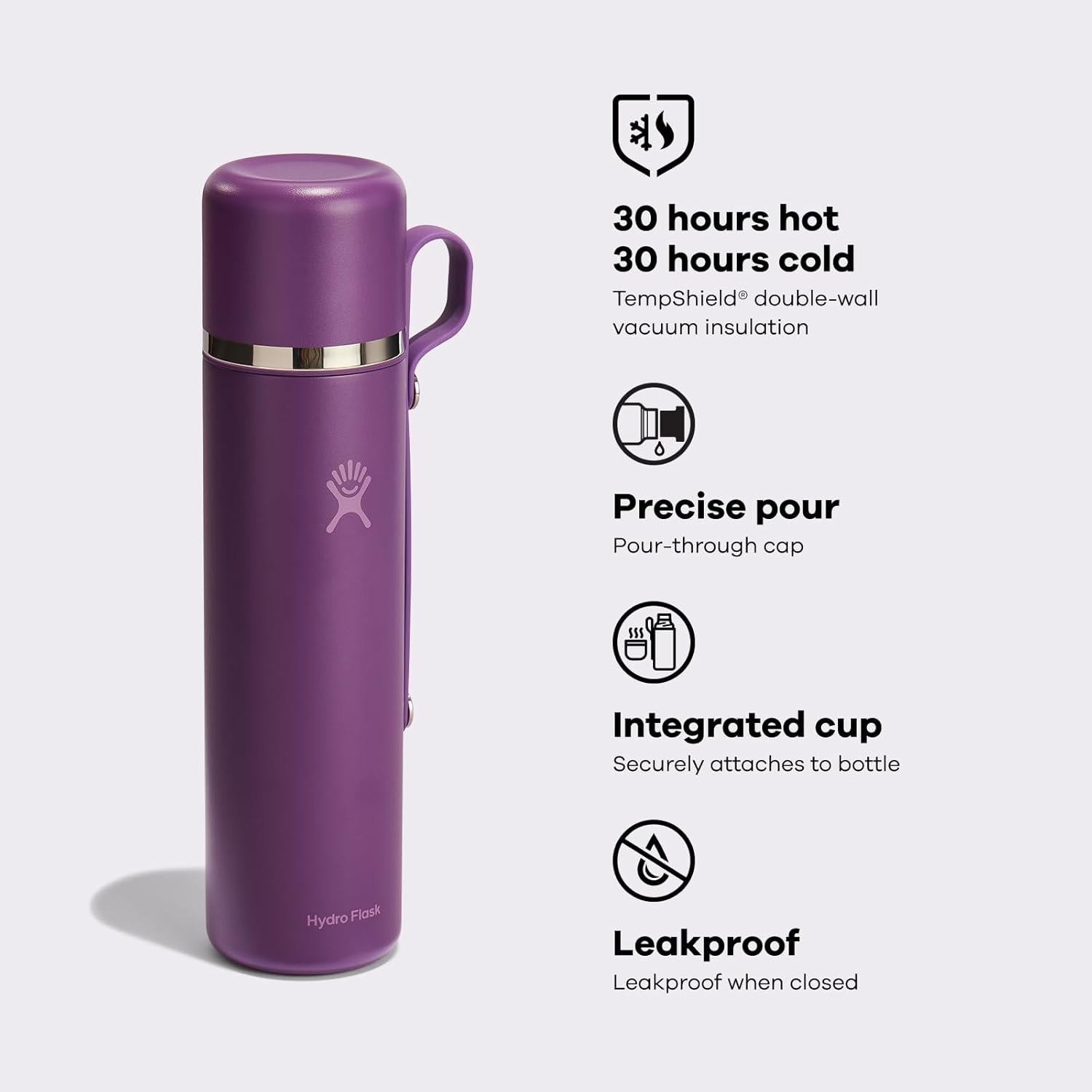 Hydro Flask Hot Flask & Cup – Insulated Stainless Steel, Hot Drink Travel Container for Coffee & Tea 36 Oz Trillium Pink