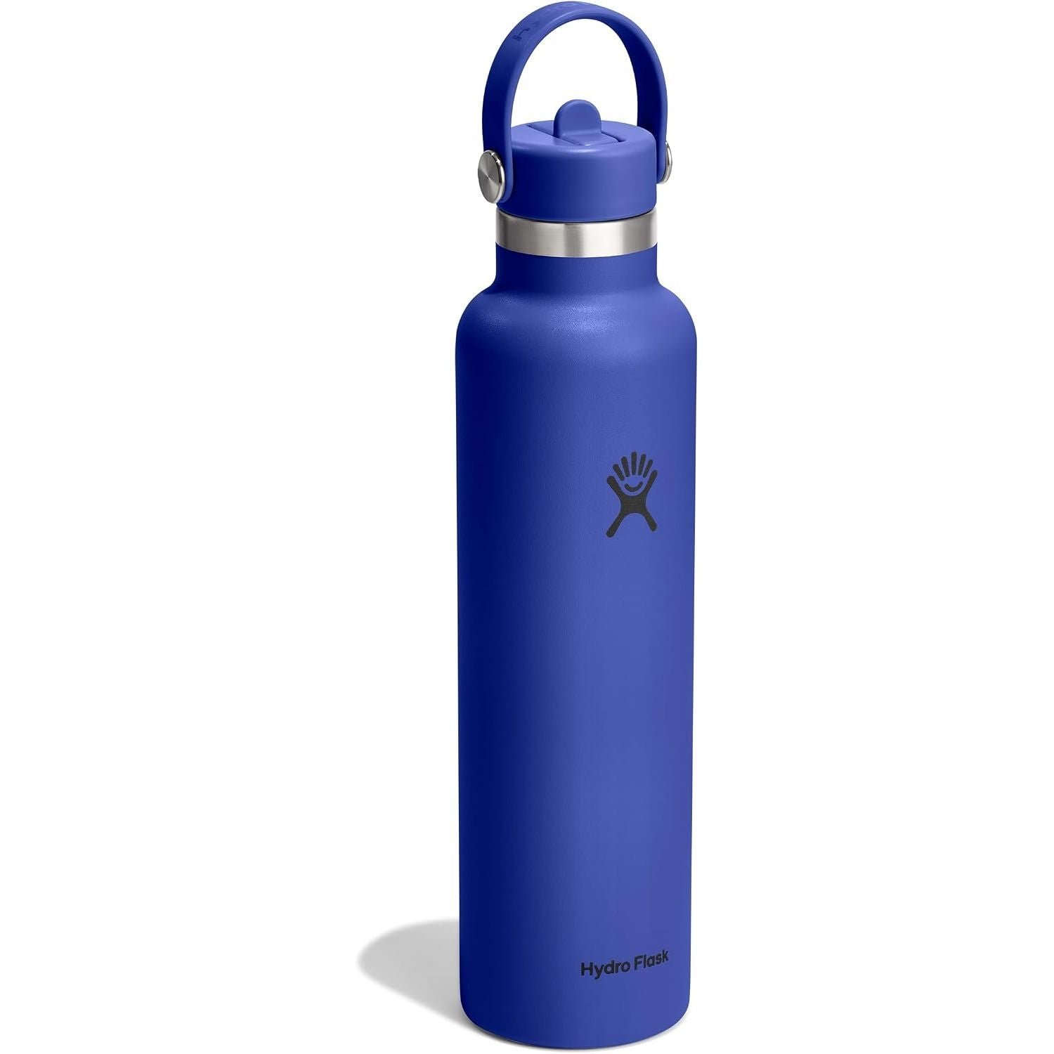 Hydro Flask Water Bottle - Insulated Stainless Steel - Straw Lid, Non Spill, Leakproof in 24 Oz Capri Blue