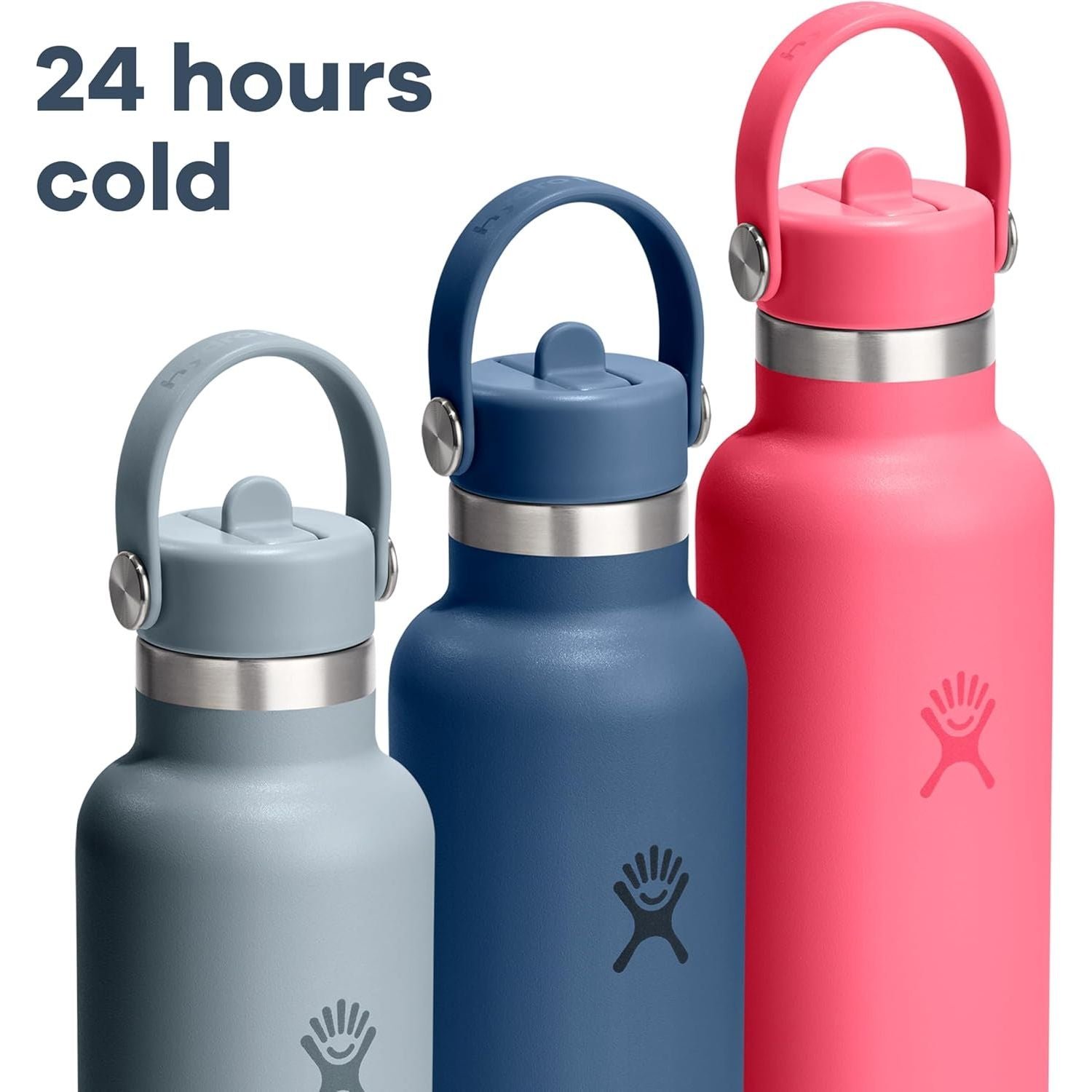 Hydro Flask Water Bottle - Insulated Stainless Steel - Straw Lid, Non Spill, Leakproof in 24 Oz Capri Blue
