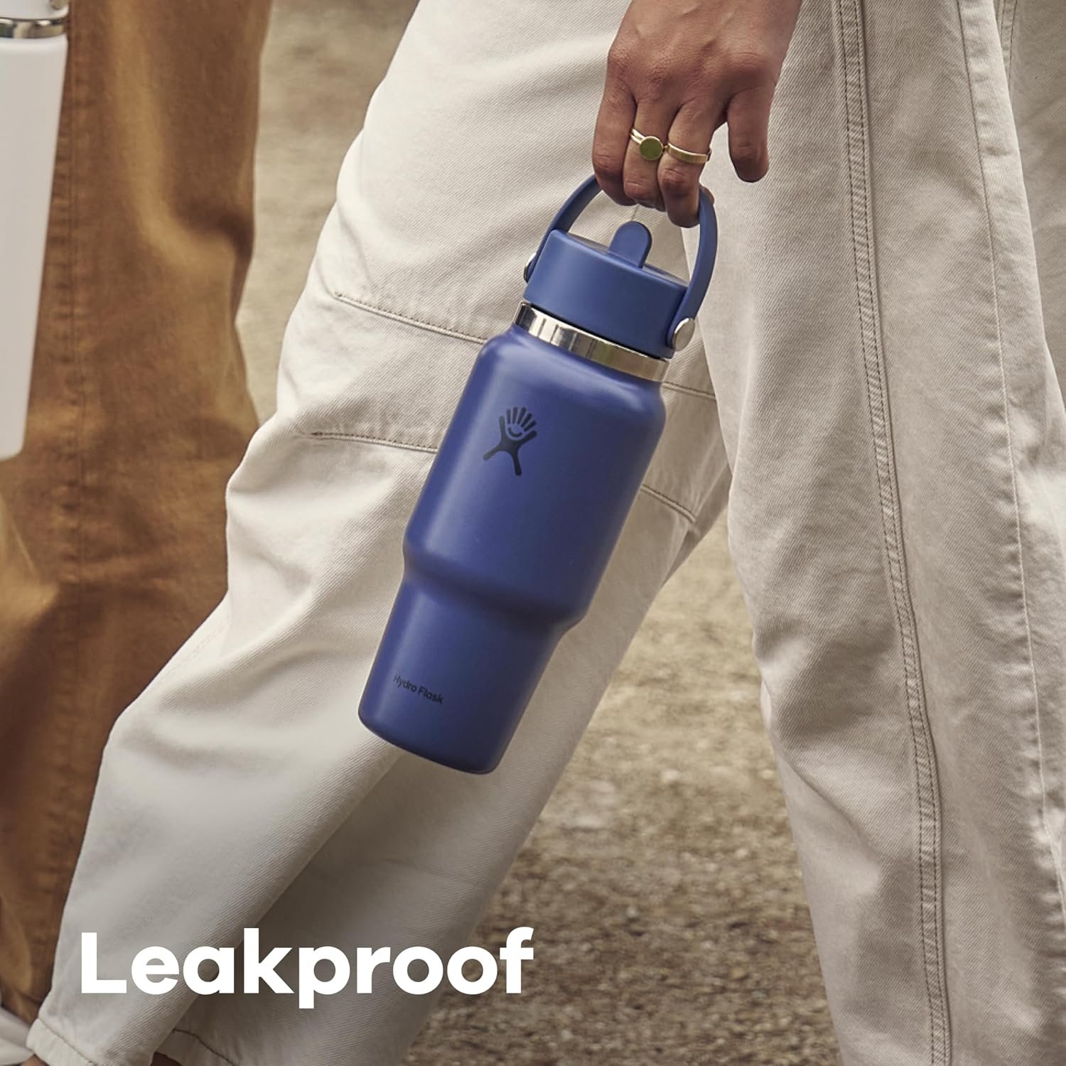 Hydro Flask Travel Water Bottle - Insulated Stainless Steel - Wide Straw Lid, Non Spill, Leakproof in 32 Oz Tonal White Hydro Flask
