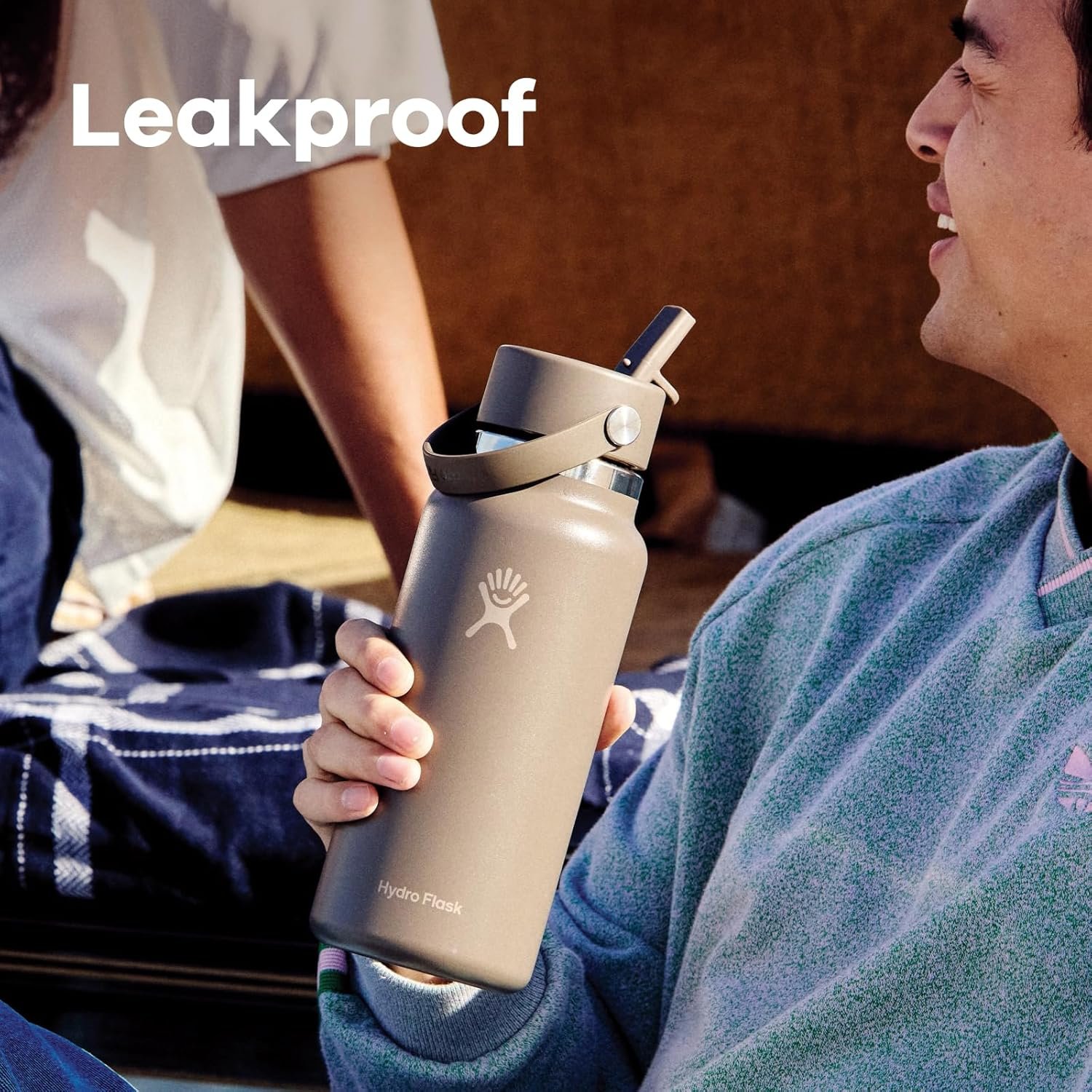 Hydro Flask Water Bottle - Insulated Stainless Steel - Wide Straw Lid, Non Spill, Leakproof in 32 Oz Fossil Brown